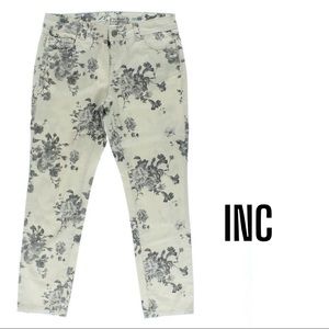 INC International Concepts NEW Beige Grey Floral Denim Skinny Ankle Pants, 10